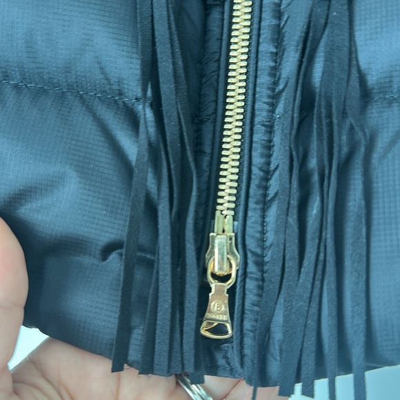 Bogner black ski jacket with lamb fur removable collar and suede fringe XS $2200 - Picture 8 of 16